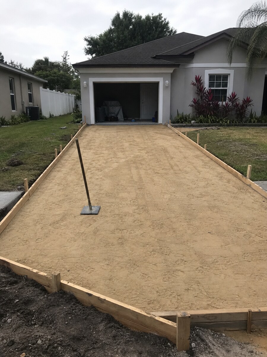 Driveway concrete forms set for a Jensen Beach flatwork project